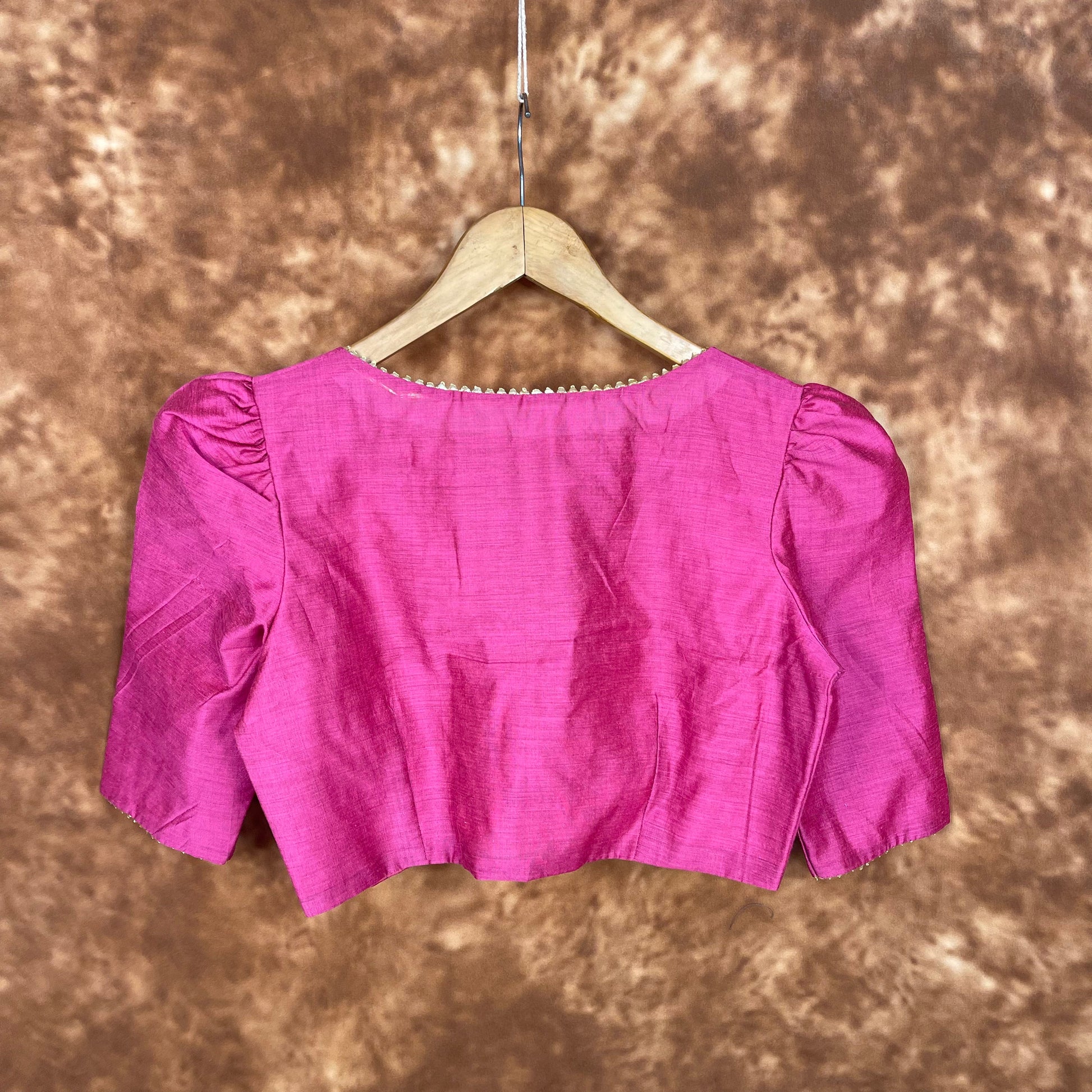 Punchy Pink Pink Coloured Chanderi Silk Ready to Wear Blouse - kapda Tailor | Swadesiicart