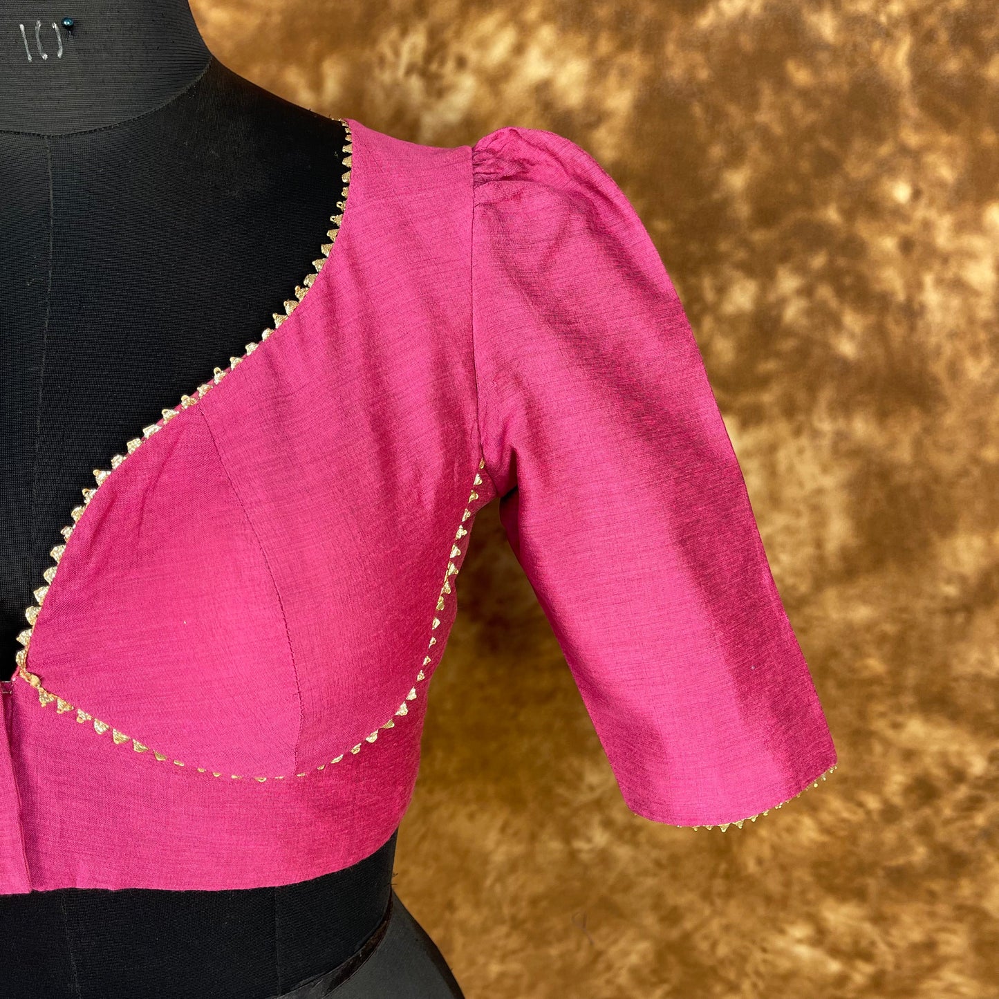 Punchy Pink Pink Coloured Chanderi Silk Ready to Wear Blouse - kapda Tailor | Swadesiicart