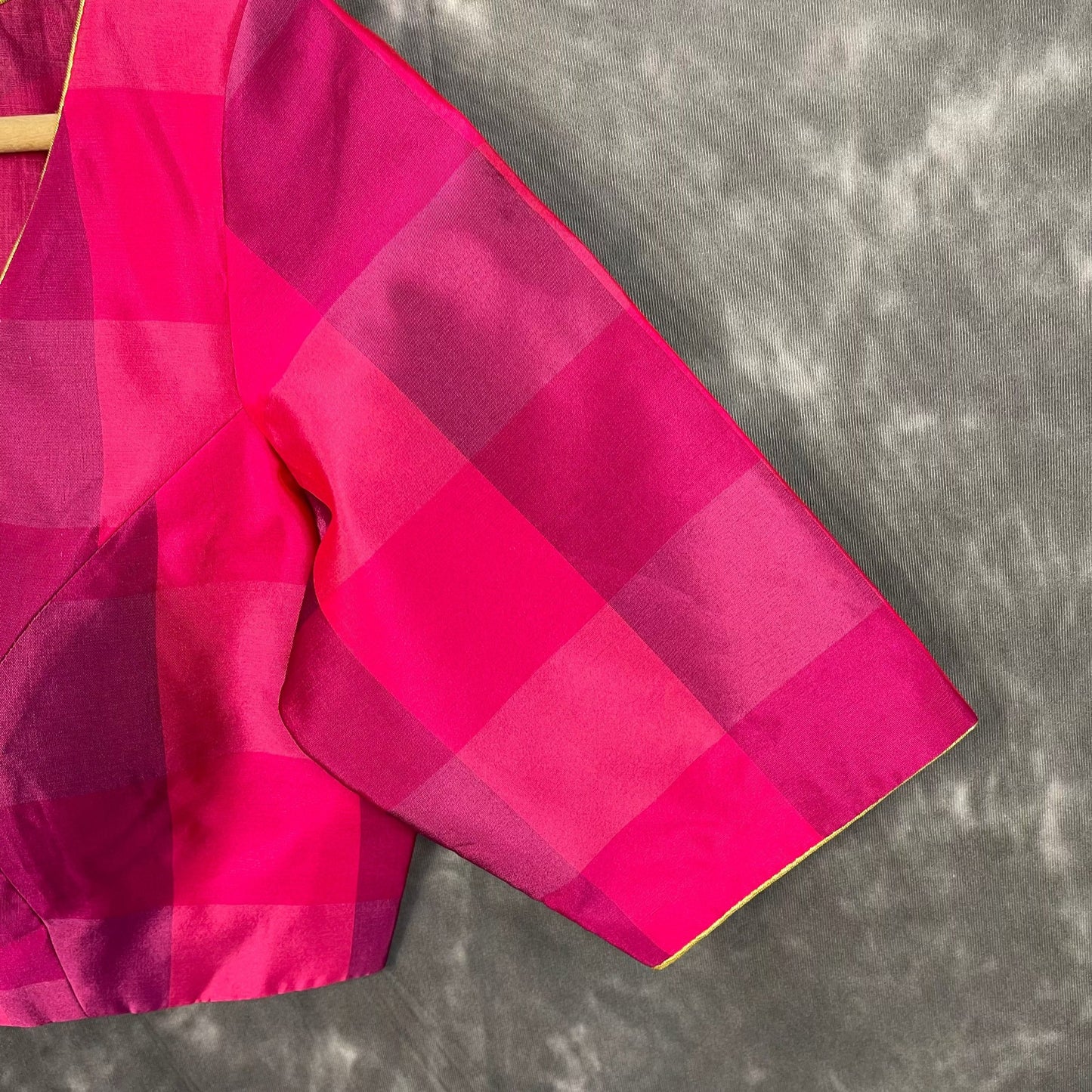 Piped Pleasure Rani Pink Coloured Silk Ready to Wear Blouse - kapda Tailor | Swadesiicart