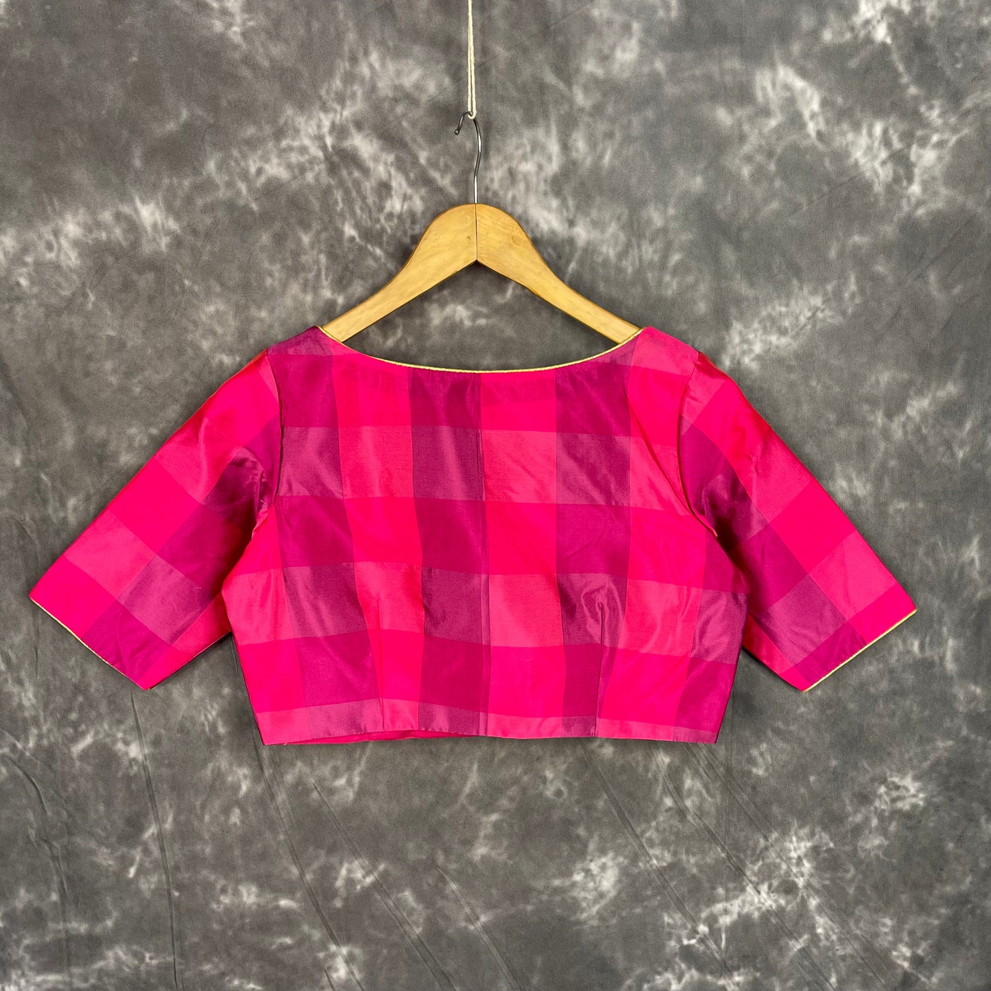 Piped Pleasure Rani Pink Coloured Silk Ready to Wear Blouse - kapda Tailor | Swadesiicart