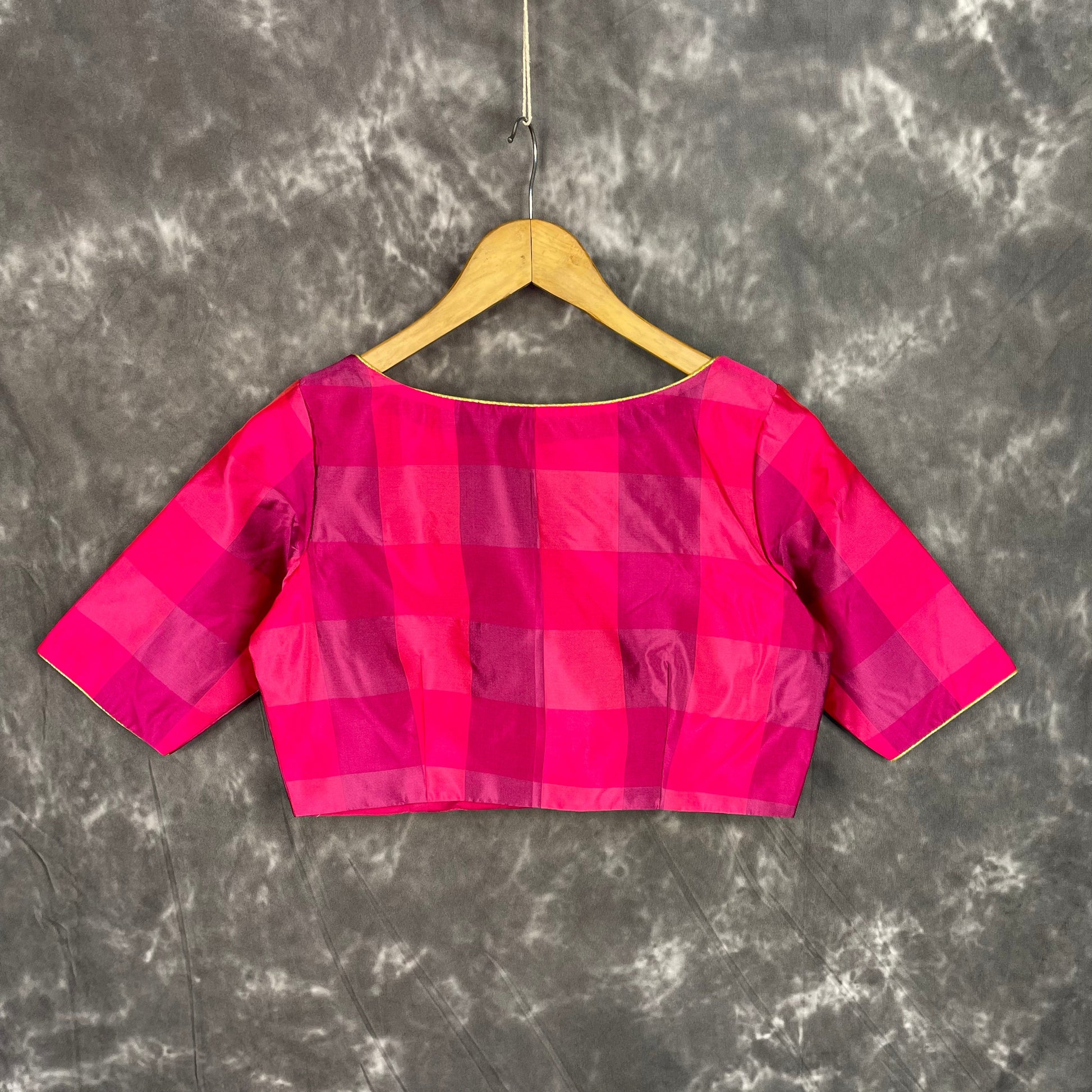 Piped Pleasure Rani Pink Coloured Silk Ready to Wear Blouse - kapda Tailor | Swadesiicart
