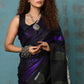 Very Much Indian Anokhi - Handloom Pure Silk Designer Saree - Black and Purple Designer (Limited Edition) | Swadesiicart