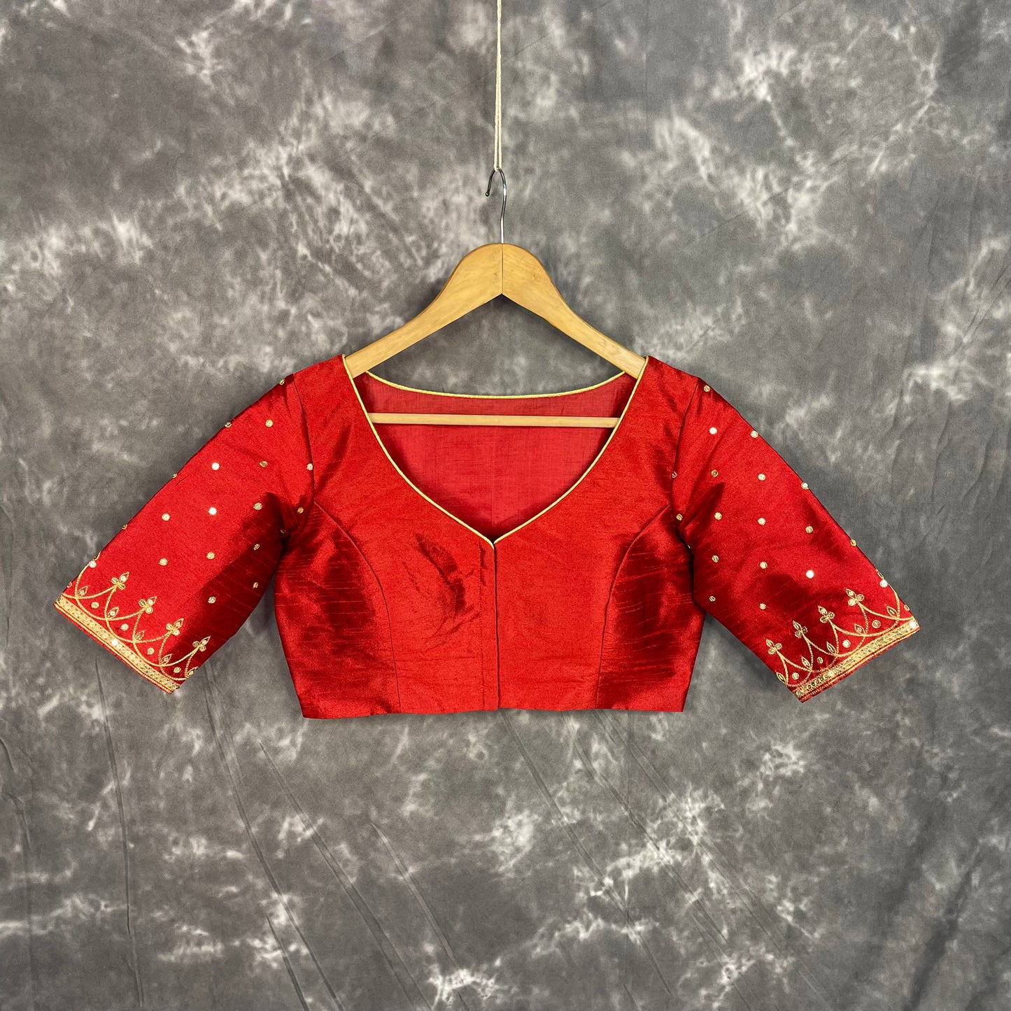 Chaatak Laal Red Coloured Art Row Silk Ready to Wear Blouse - kapda Tailor | Swadesiicart