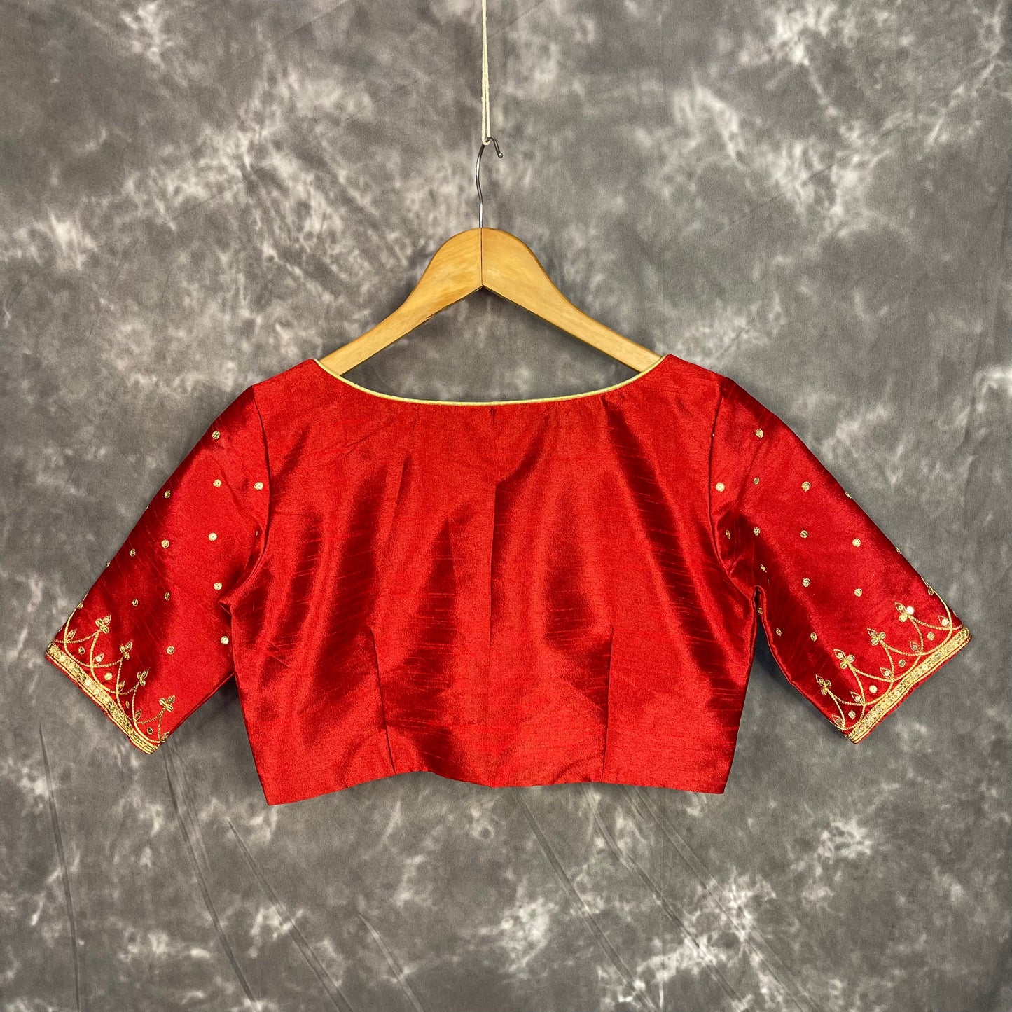 Chaatak Laal Red Coloured Art Row Silk Ready to Wear Blouse - kapda Tailor | Swadesiicart