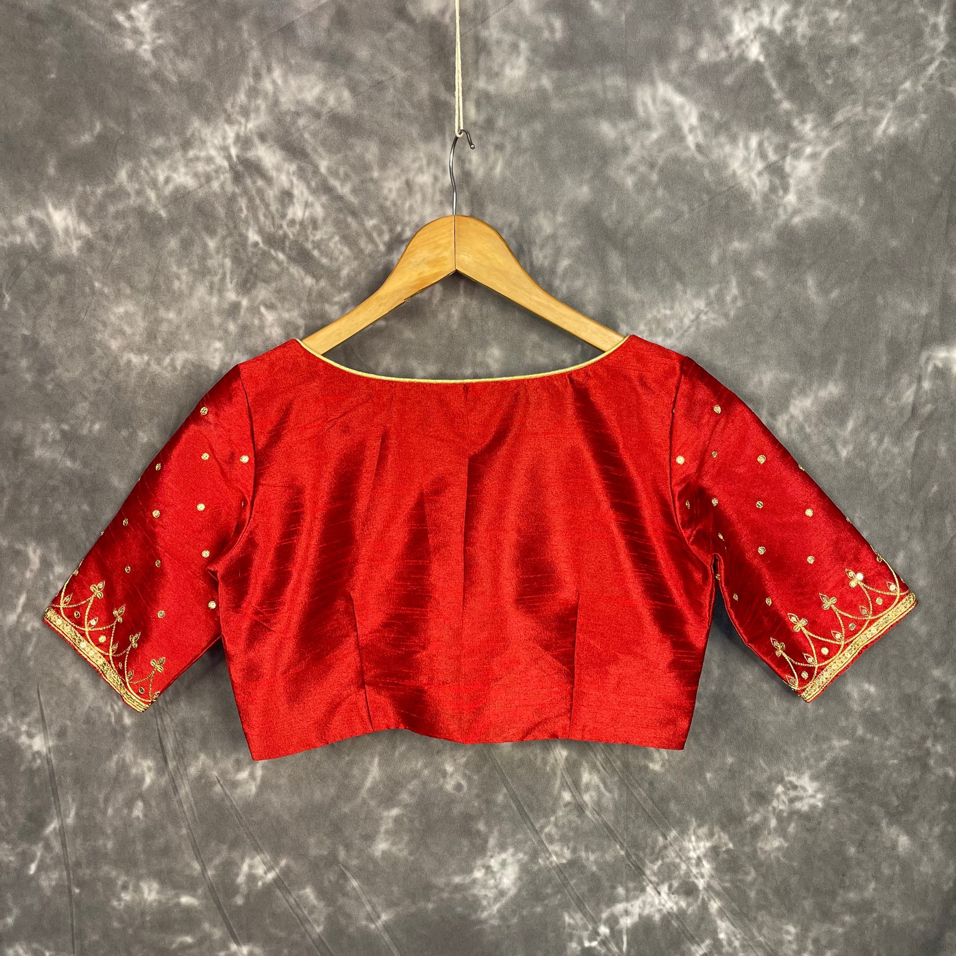 Chaatak Laal Red Coloured Art Row Silk Ready to Wear Blouse - kapda Tailor | Swadesiicart