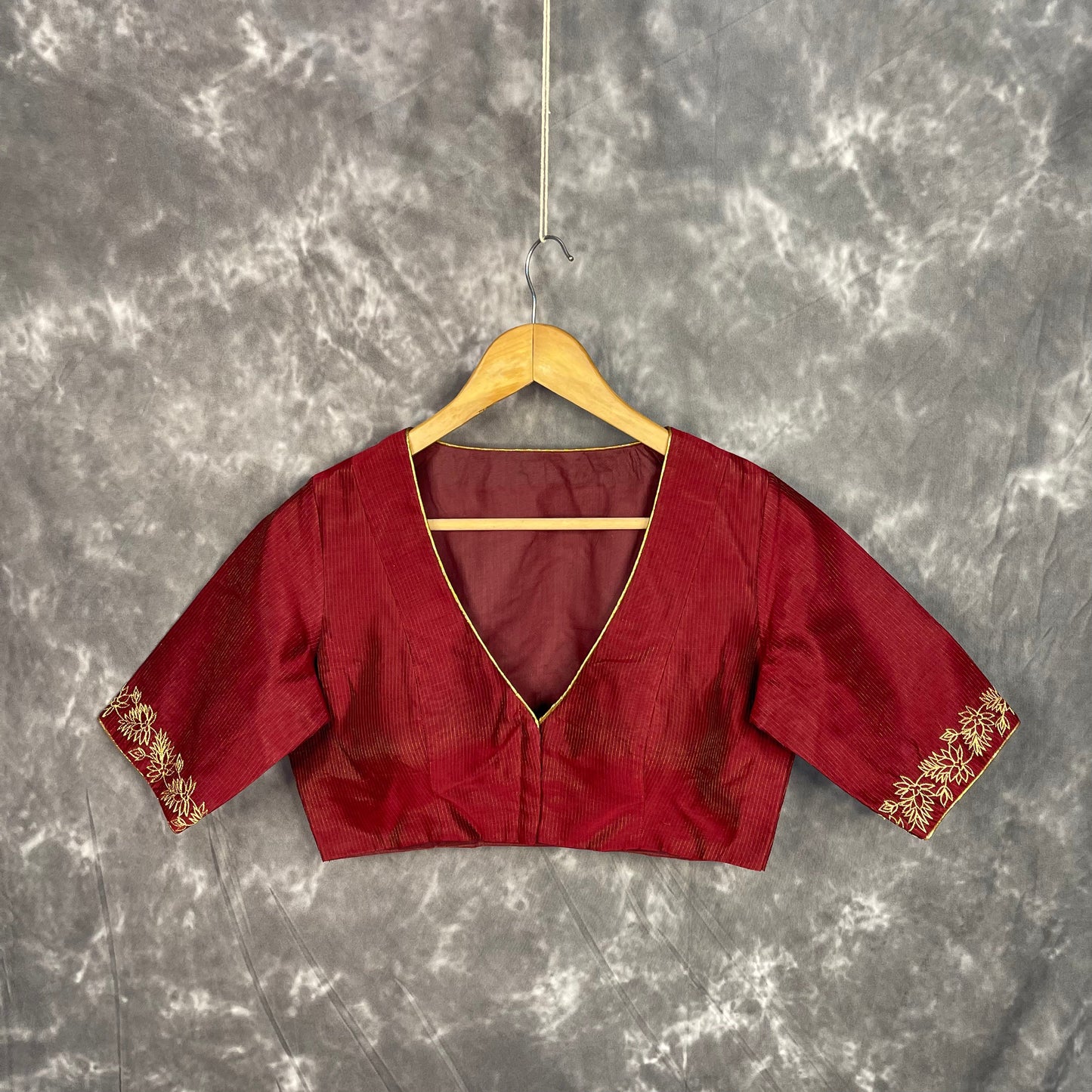 Ehsaas Maroon Coloured Silk Ready to Wear Blouse - kapda Tailor | Swadesiicart