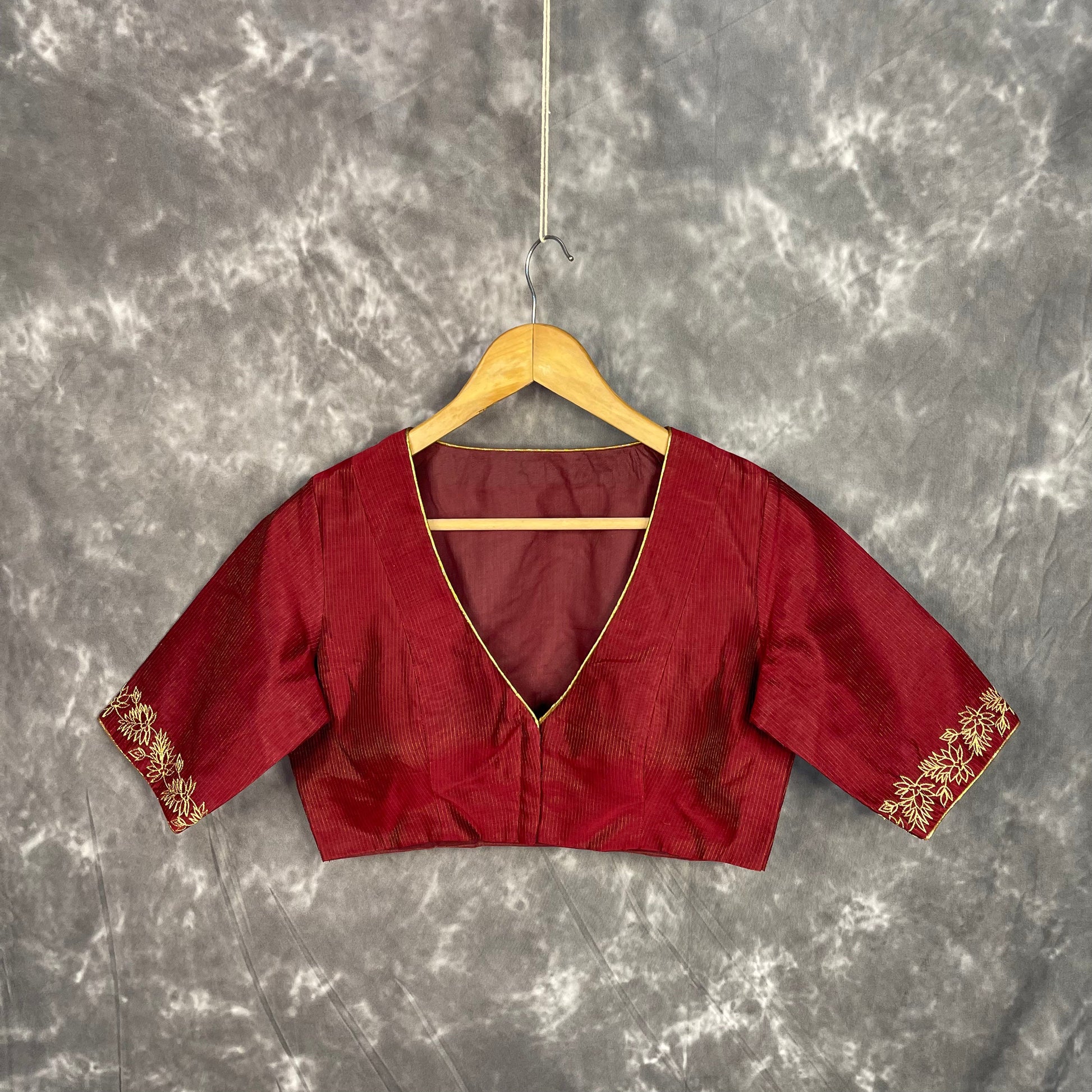 Ehsaas Maroon Coloured Silk Ready to Wear Blouse - kapda Tailor | Swadesiicart