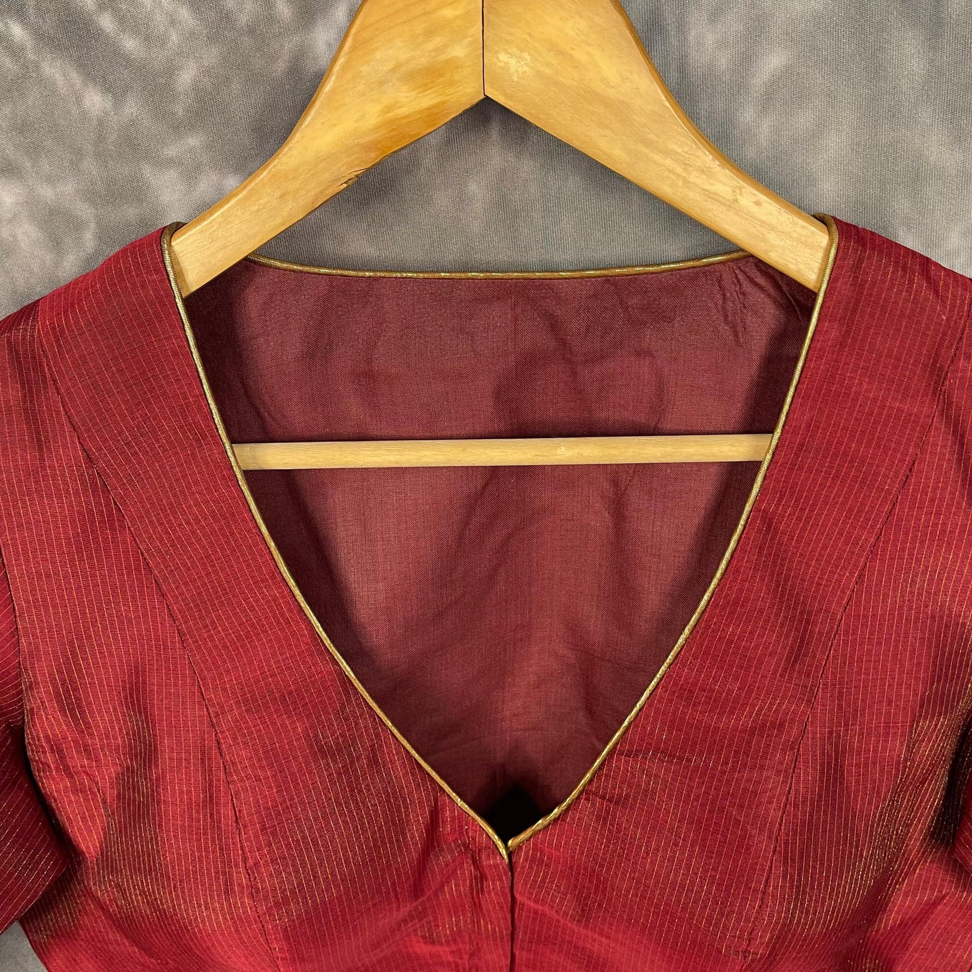 Ehsaas Maroon Coloured Silk Ready to Wear Blouse - kapda Tailor | Swadesiicart
