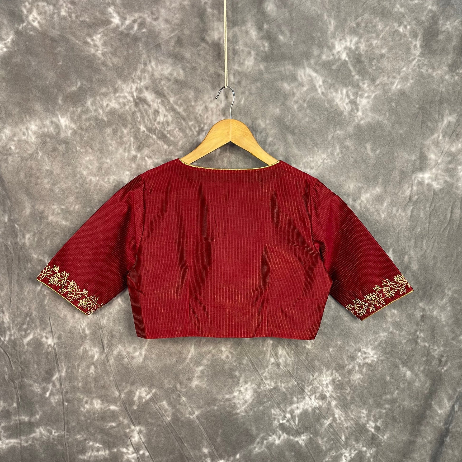 Ehsaas Maroon Coloured Silk Ready to Wear Blouse - kapda Tailor | Swadesiicart