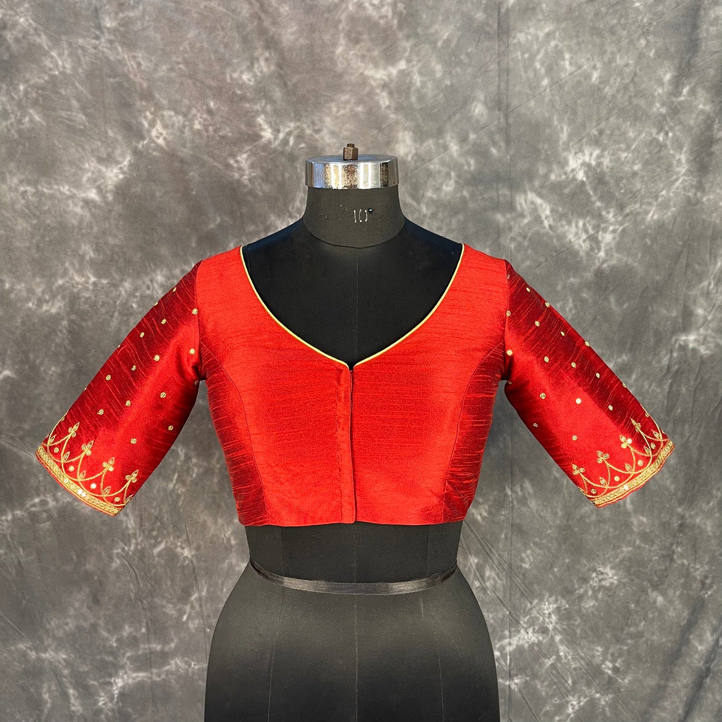 Chaatak Laal Red Coloured Art Row Silk Ready to Wear Blouse - kapda Tailor | Swadesiicart