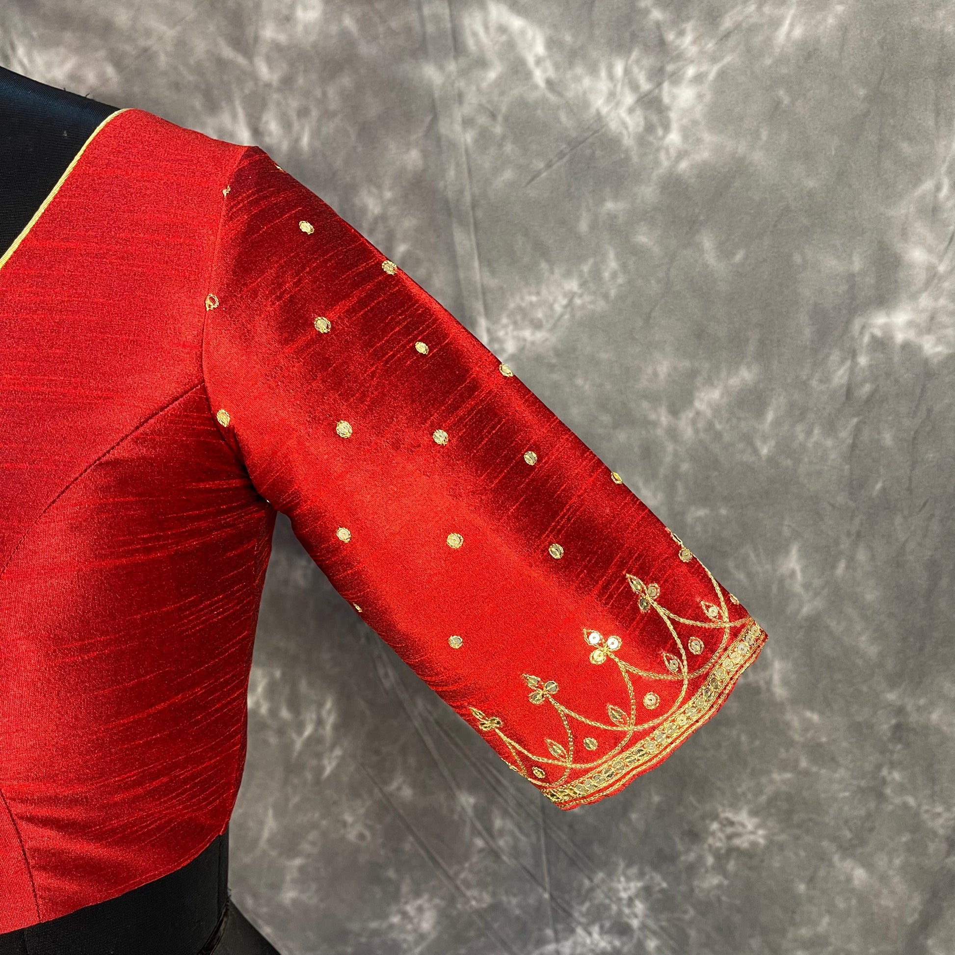 Chaatak Laal Red Coloured Art Row Silk Ready to Wear Blouse - kapda Tailor | Swadesiicart