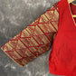Azaad Paanchi Dark Red Coloured Chanderi Silk / Brocket Ready to Wear Blouse - kapda Tailor | Swadesiicart