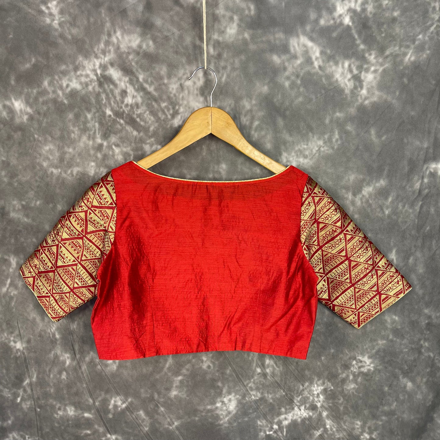 Azaad Paanchi Dark Red Coloured Chanderi Silk / Brocket Ready to Wear Blouse - kapda Tailor | Swadesiicart