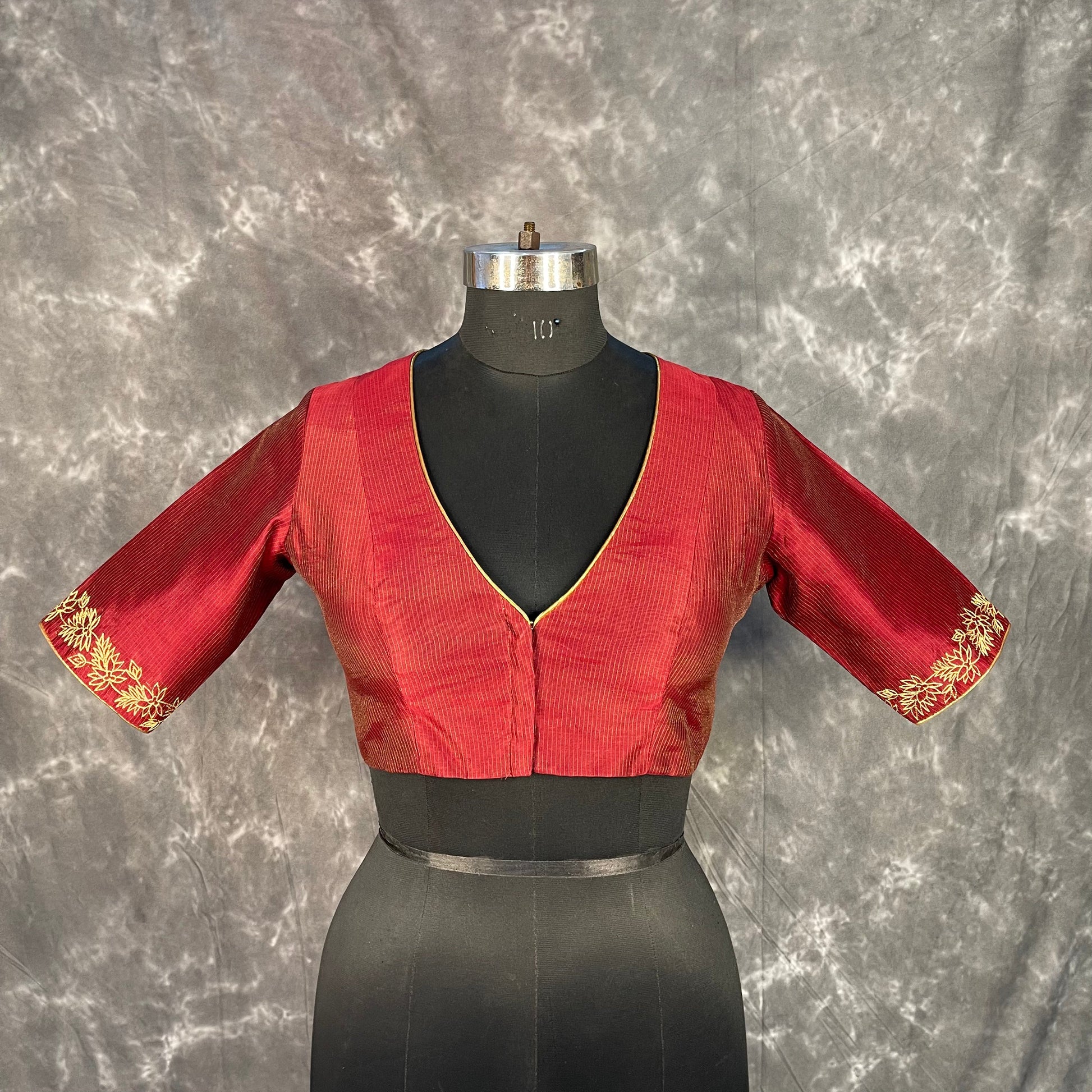 Ehsaas Maroon Coloured Silk Ready to Wear Blouse - kapda Tailor | Swadesiicart
