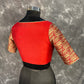 Azaad Paanchi Dark Red Coloured Chanderi Silk / Brocket Ready to Wear Blouse - kapda Tailor | Swadesiicart