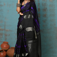 Very Much Indian Anokhi - Handloom Pure Silk Designer Saree - Black and Purple Designer (Limited Edition) | Swadesiicart