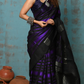 Very Much Indian Anokhi - Handloom Pure Silk Designer Saree - Black and Purple Designer (Limited Edition) | Swadesiicart