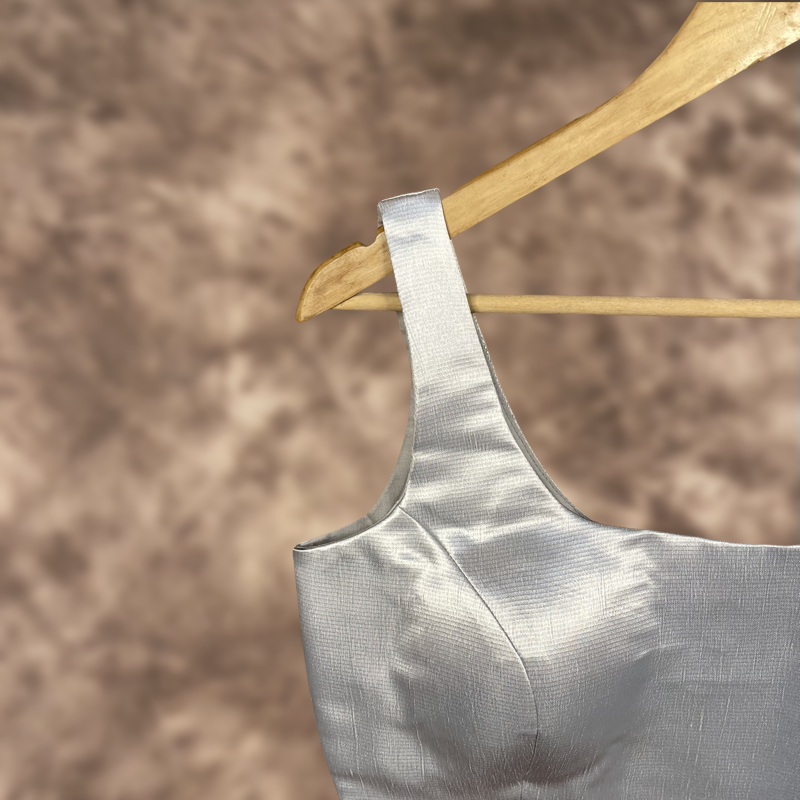 Shades of Stars Silver Coloured Brocket Ready to Wear Blouse - kapda Tailor | Swadesiicart