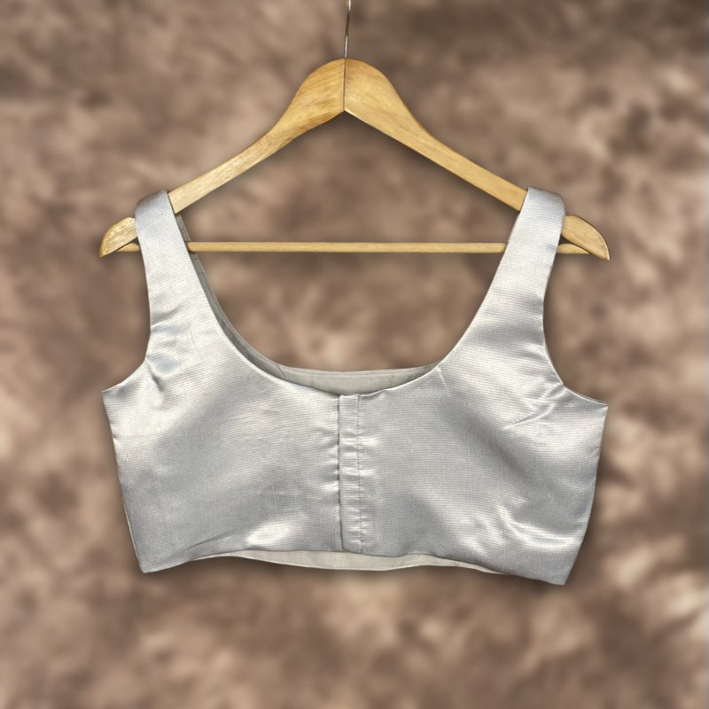 Shades of Stars Silver Coloured Brocket Ready to Wear Blouse - kapda Tailor | Swadesiicart
