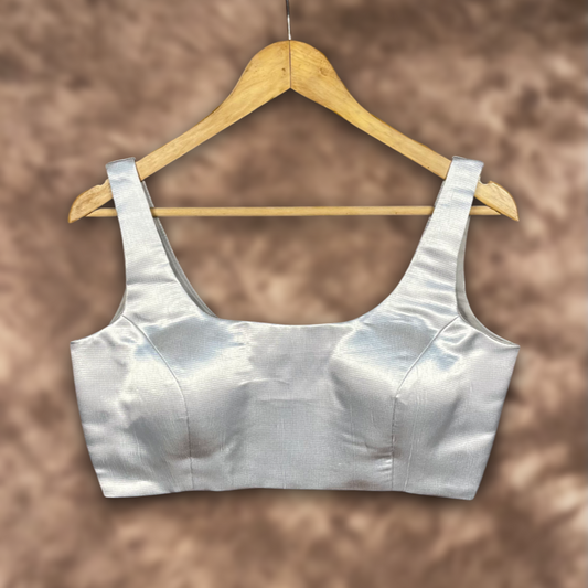 Shades of Stars Silver Coloured Brocket Ready to Wear Blouse - kapda Tailor | Swadesiicart