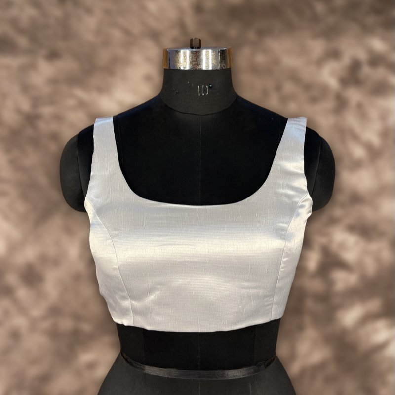 Shades of Stars Silver Coloured Brocket Ready to Wear Blouse - kapda Tailor | Swadesiicart