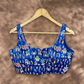 Ishiqiya Blue Blue Coloured Art Row Silk Ready to Wear Blouse - kapda Tailor | Swadesiicart