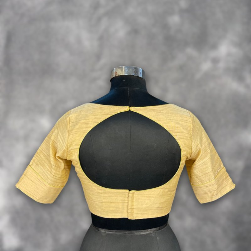 Gleaming Glow Gold Coloured Silk Ready to Wear Blouse - kapda Tailor | Swadesiicart