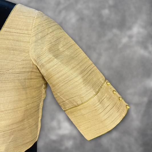Gleaming Glow Gold Coloured Silk Ready to Wear Blouse - kapda Tailor | Swadesiicart