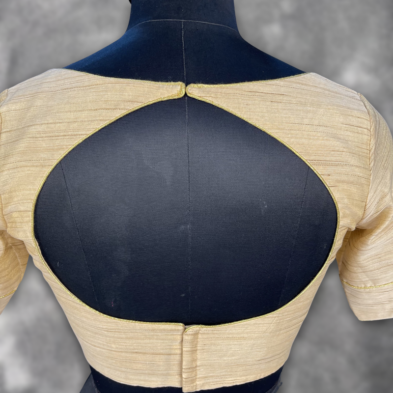 Gleaming Glow Gold Coloured Silk Ready to Wear Blouse - kapda Tailor | Swadesiicart