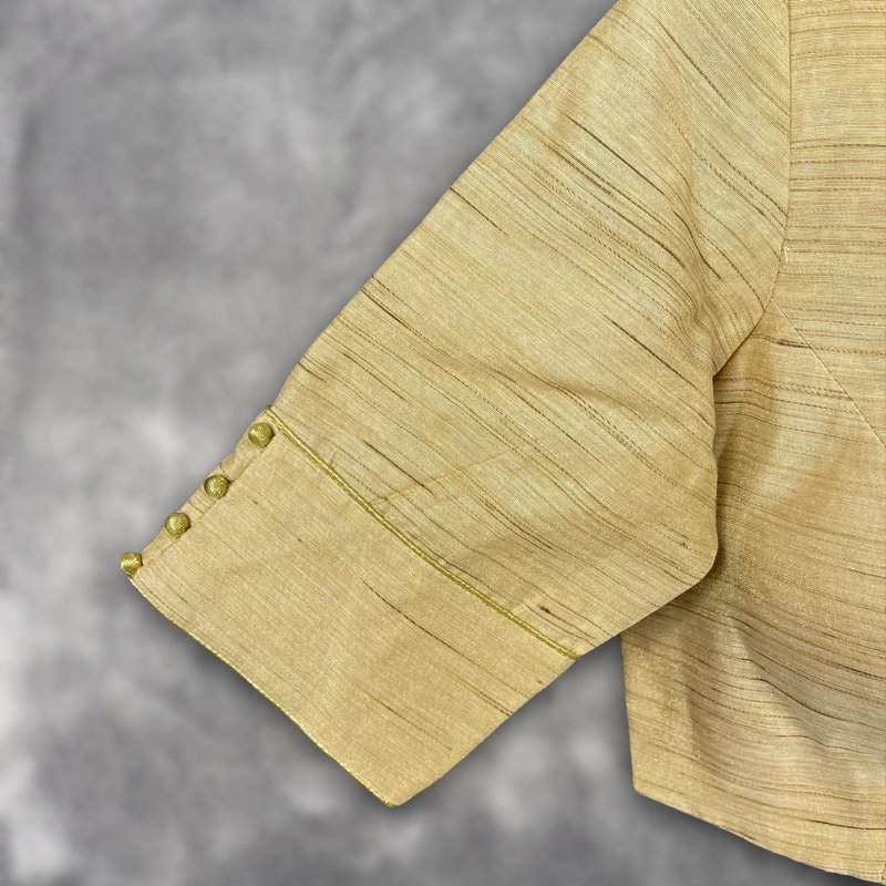 Gleaming Glow Gold Coloured Silk Ready to Wear Blouse - kapda Tailor | Swadesiicart