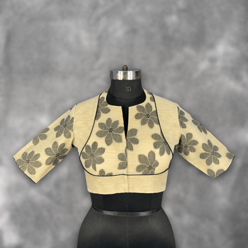Baadal Ki Chaoon Beige Coloured Cota Cotton/Jute Cotton Ready to Wear Blouse - kapda Tailor | Swadesiicart