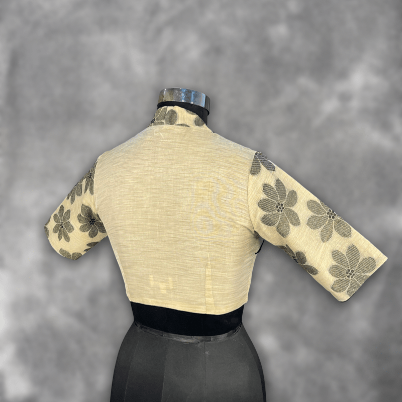 Baadal Ki Chaoon Beige Coloured Cota Cotton/Jute Cotton Ready to Wear Blouse - kapda Tailor | Swadesiicart