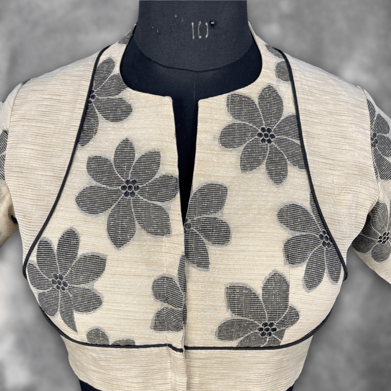Baadal Ki Chaoon Beige Coloured Cota Cotton/Jute Cotton Ready to Wear Blouse - kapda Tailor | Swadesiicart