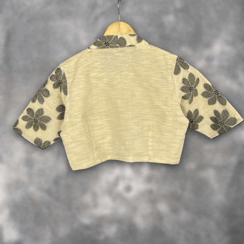 Baadal Ki Chaoon Beige Coloured Cota Cotton/Jute Cotton Ready to Wear Blouse - kapda Tailor | Swadesiicart