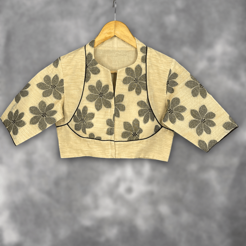 Baadal Ki Chaoon Beige Coloured Cota Cotton/Jute Cotton Ready to Wear Blouse - kapda Tailor | Swadesiicart