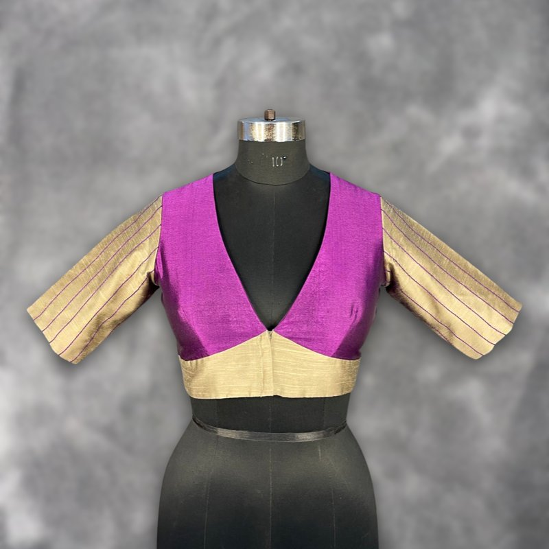 Lavender Love Lavender Coloured Silk & Chanderi Ready to Wear Blouse - kapda Tailor | Swadesiicart