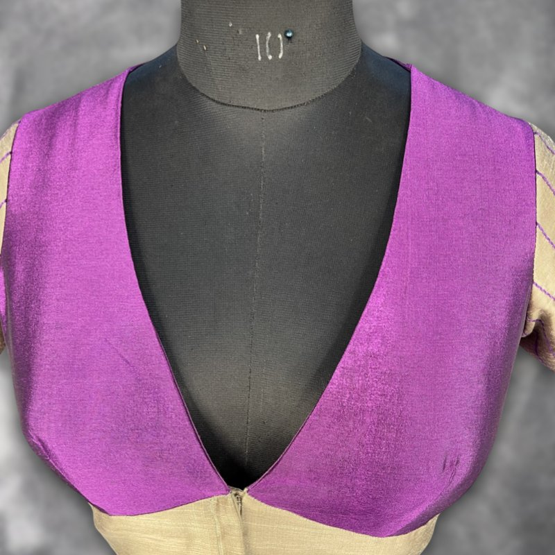 Lavender Love Lavender Coloured Silk & Chanderi Ready to Wear Blouse - kapda Tailor | Swadesiicart