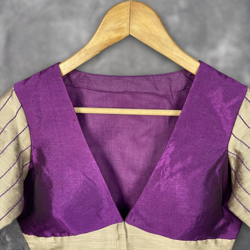 Lavender Love Lavender Coloured Silk & Chanderi Ready to Wear Blouse - kapda Tailor | Swadesiicart
