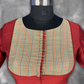 Tradition Reloded Red/Gold Coloured Chanderi Silk / Brocket Ready to Wear Blouse - kapda Tailor | Swadesiicart