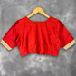 Tradition Reloded Red/Gold Coloured Chanderi Silk / Brocket Ready to Wear Blouse - kapda Tailor | Swadesiicart