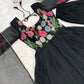 Lorenvalley Fashion Black Soft Organza Silk With Floral Print Fully Flared Anarkali Pant With Dupatta Set - Black | Swadesiicart