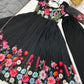 Lorenvalley Fashion Black Soft Organza Silk With Floral Print Fully Flared Anarkali Pant With Dupatta Set - Black | Swadesiicart