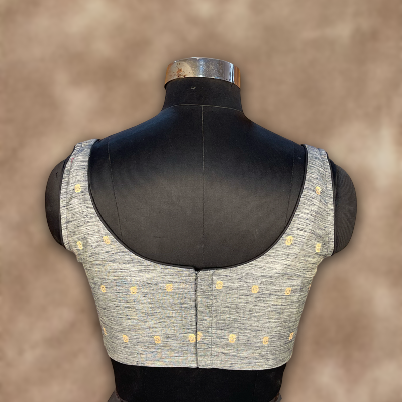 Fabulous Buta Grey Coloured Chanderi Silk Ready to Wear Blouse - kapda Tailor | Swadesiicart