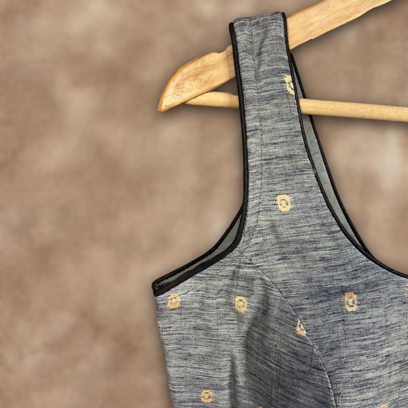 Fabulous Buta Grey Coloured Chanderi Silk Ready to Wear Blouse - kapda Tailor | Swadesiicart