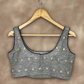 Fabulous Buta Grey Coloured Chanderi Silk Ready to Wear Blouse - kapda Tailor | Swadesiicart