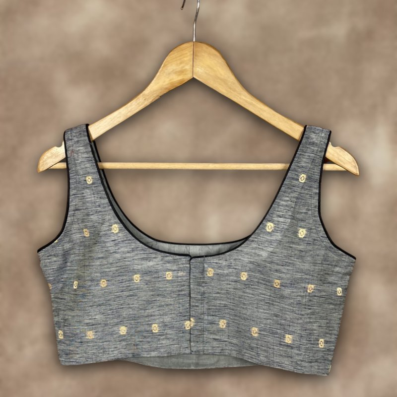 Fabulous Buta Grey Coloured Chanderi Silk Ready to Wear Blouse - kapda Tailor | Swadesiicart