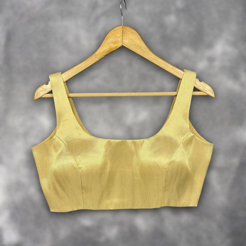 Swarn Vastra Gold Coloured Brocket Ready to Wear Blouse - kapda Tailor | Swadesiicart