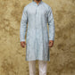 Bluesaanchi Men's Cotton Zari Embroidered Kurta Set - Sky Blue | Swadesiicart