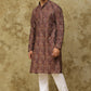 Bluesaanchi Men's Chikankari Embroidered Kurta Set - Brown | Swadesiicart