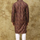 Bluesaanchi Men's Chikankari Embroidered Kurta Set - Brown | Swadesiicart